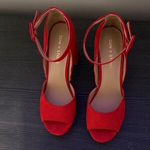 Sun + Stone Bold Red Heels